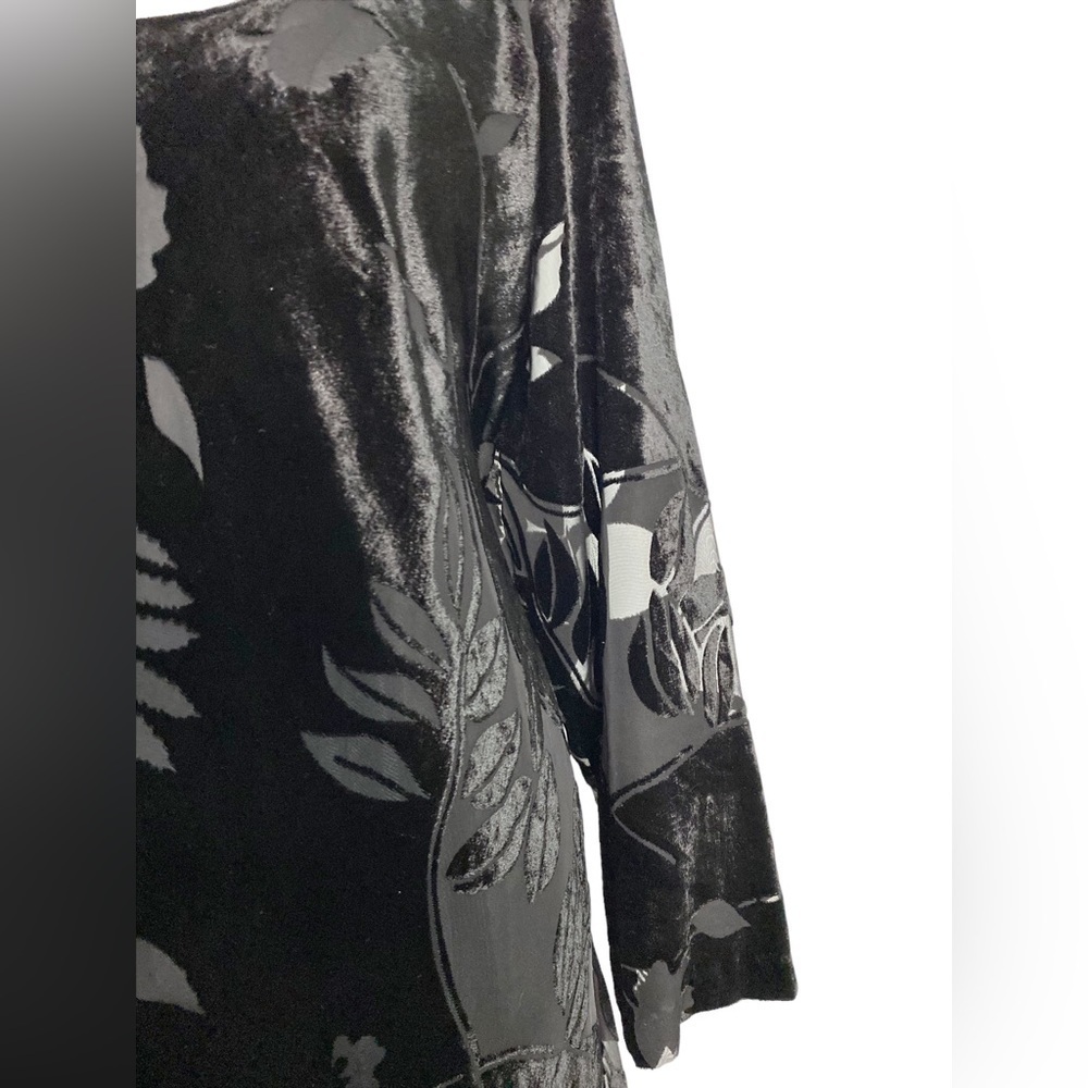 Lifestyle Elements By Sonia G. Black Panyvelvet Evening Maxi Long Sleeve Dress - Picture 4 of 11